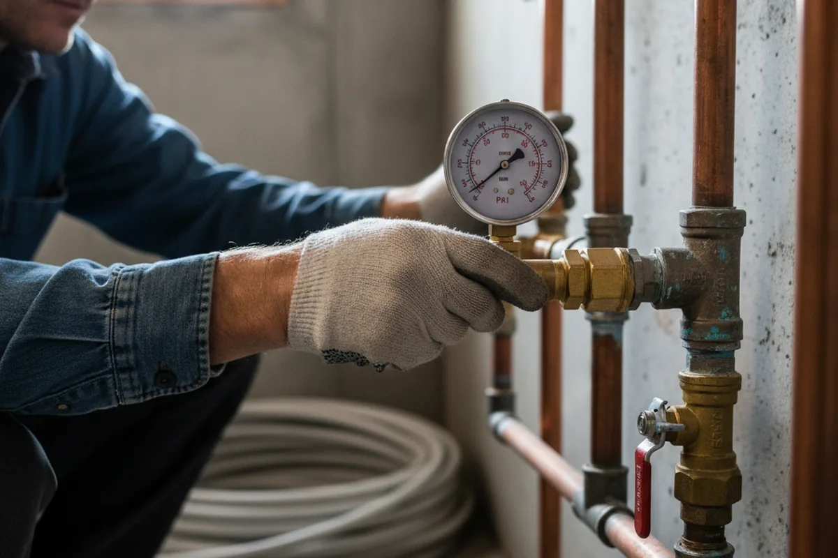 Pressure testing a repaired line during Water Line Repair in Alton Bay